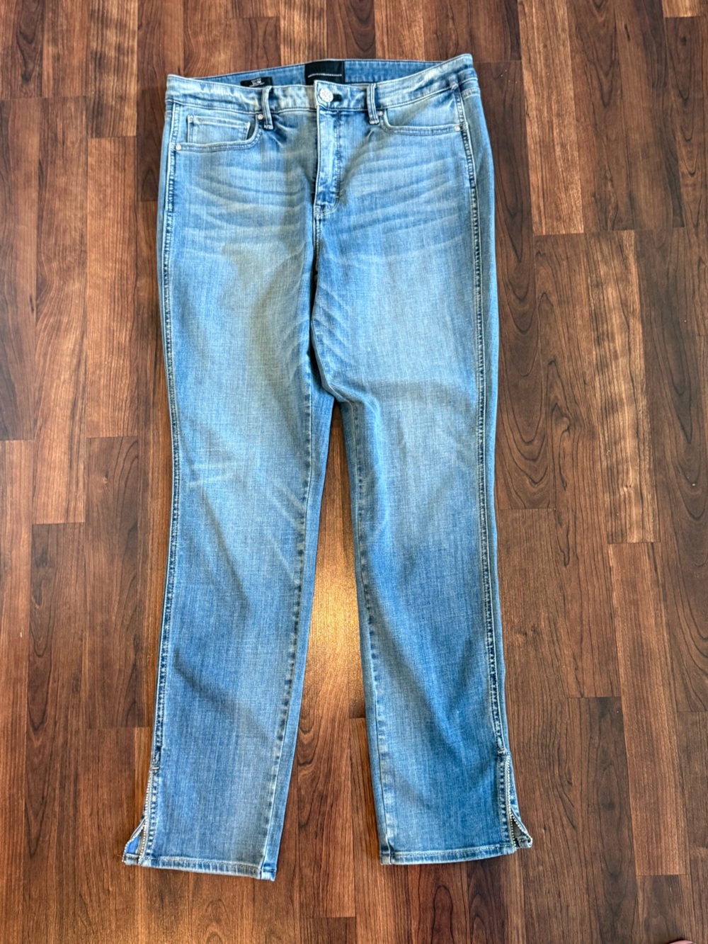 WHBM Light Wash Jeans Size 12 High-Rise Slim Crystals Rhinestones NWT
